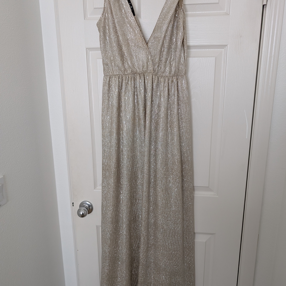 Lulu's Gold Sleeveless V-Neck Gown for Prom